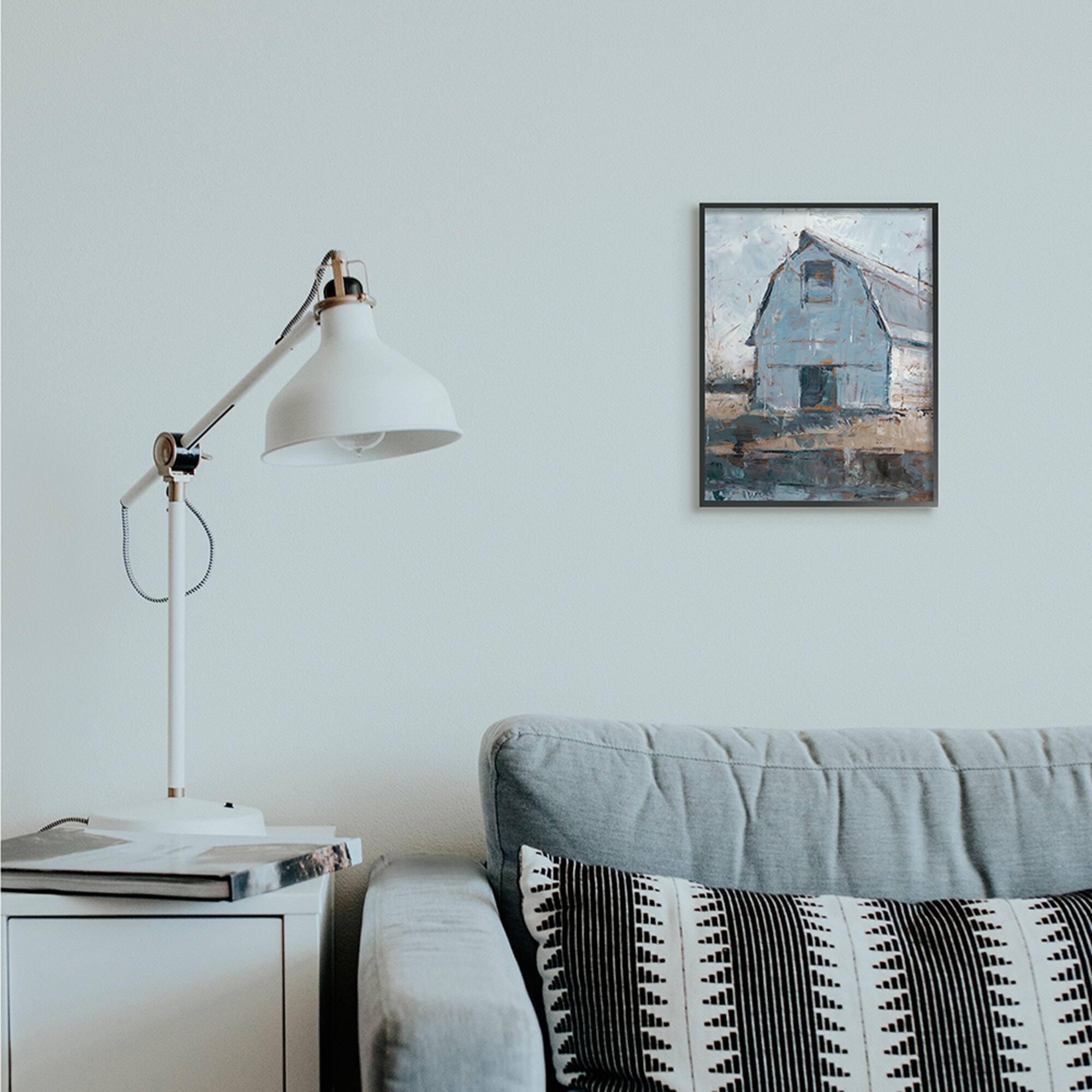 Stupell Industries Abstract Distressed White Barn Farm Architecture Framed Wall Art